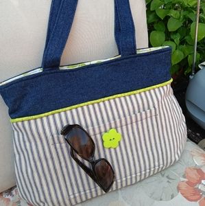 Cotton Denim Shoulder Bag Purse Hummingbird. One of a kind Artisan. Gift Holiday